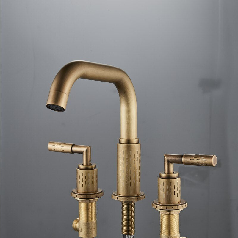 Contemporary Brass Double Handle Bathroom Sink Faucet