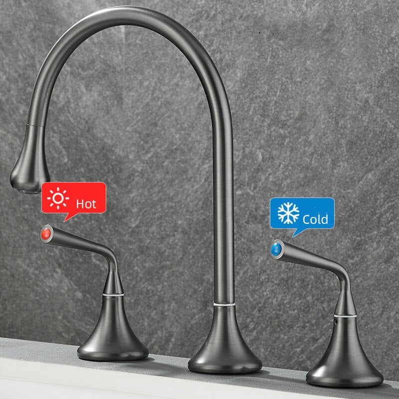 Tiqui™ Solid Brass Double Handle Bathroom Faucet