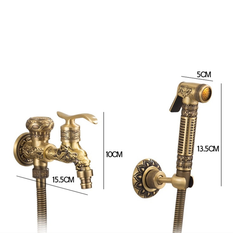 Wall Mounted Antique Bronze Toilet Sprayer Bidet Faucet