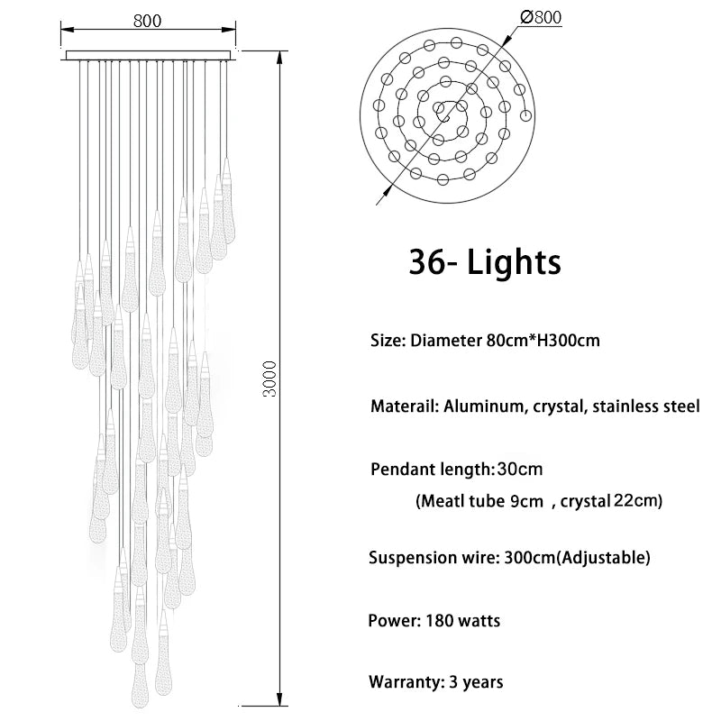 Water Drop Design Crystal Pendant Chandelier