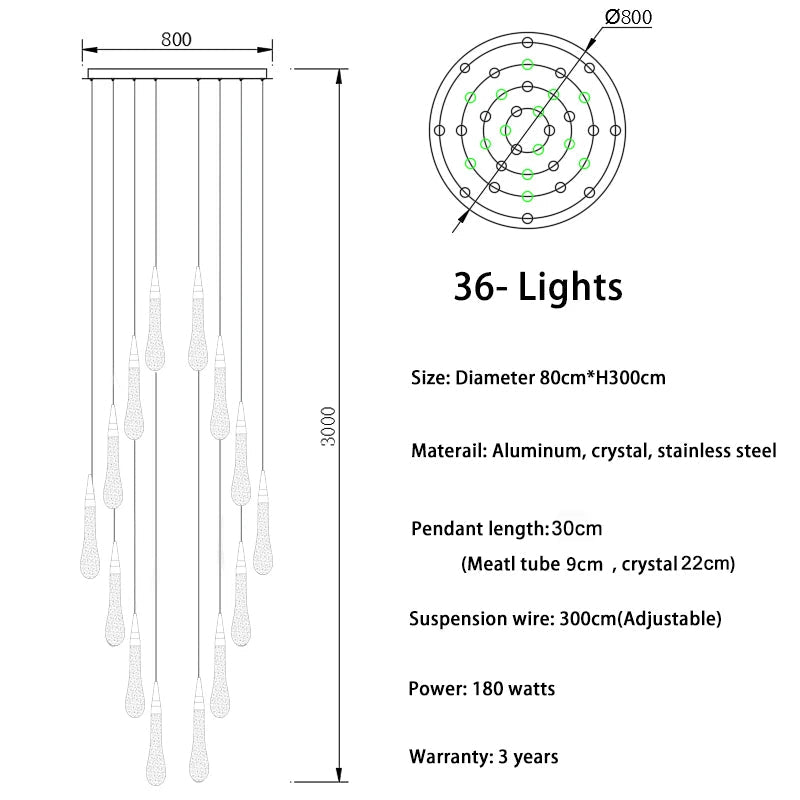 Water Drop Design Crystal Pendant Chandelier