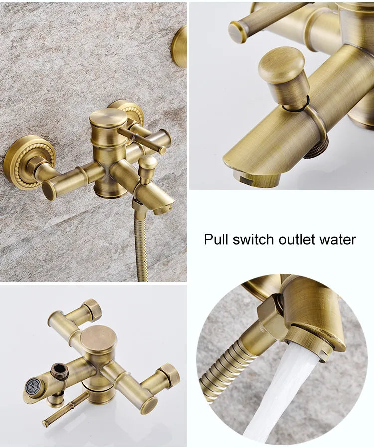 Wasser™ Antique Brass Shower Faucet With Bathtub Faucet