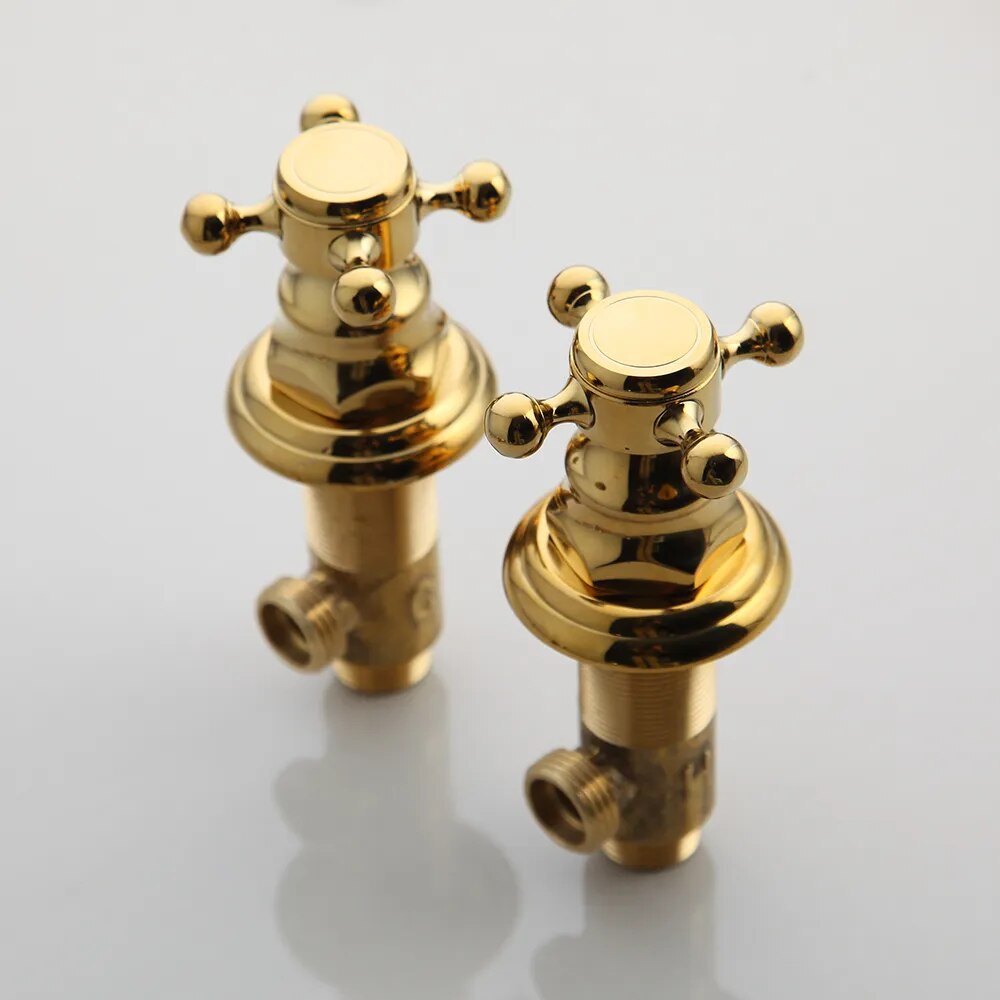 Dual Handle Solid Brass Deck Mounted Bathroom Faucet