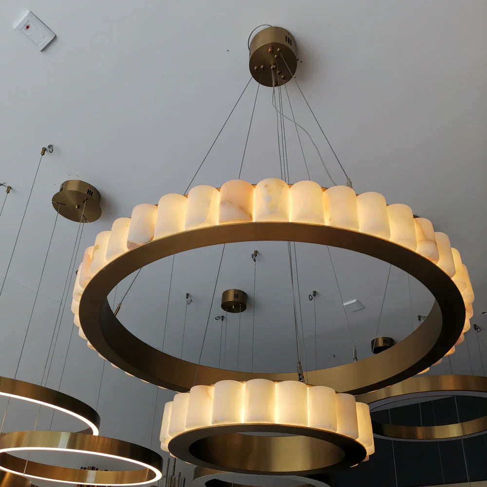 Moonshade Natural Marble Modern Chandelier