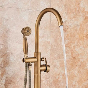 Antique BrassFloor Mounted Bathtub Filler Shower System