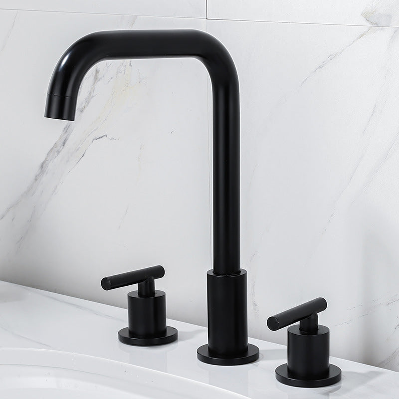 Double Handle Solid Brass Deck Mounted Bathroom Faucet