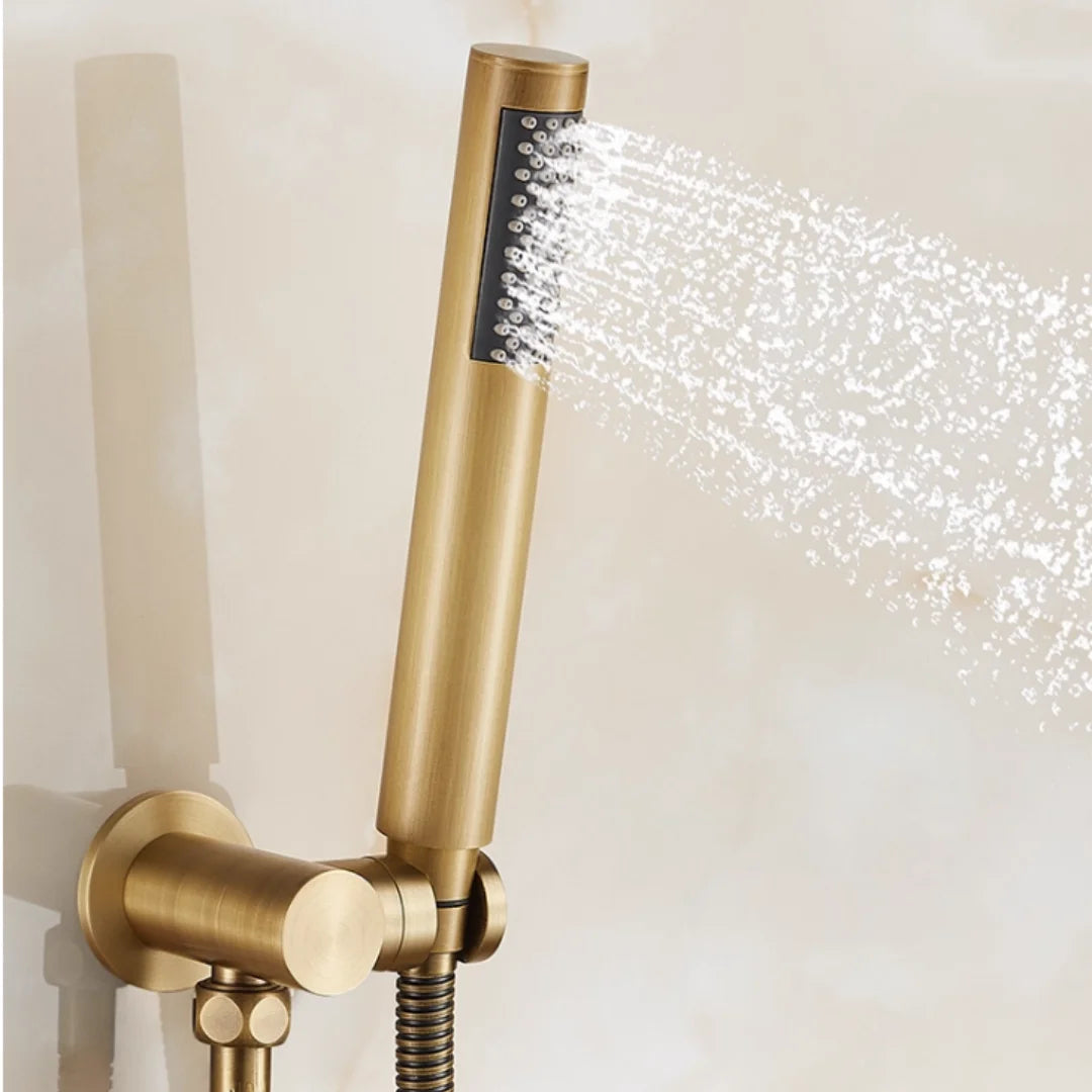 Valmont In-Wall Rainfall Shower System with Handheld – Luxury Brass Shower Set | AllFixture