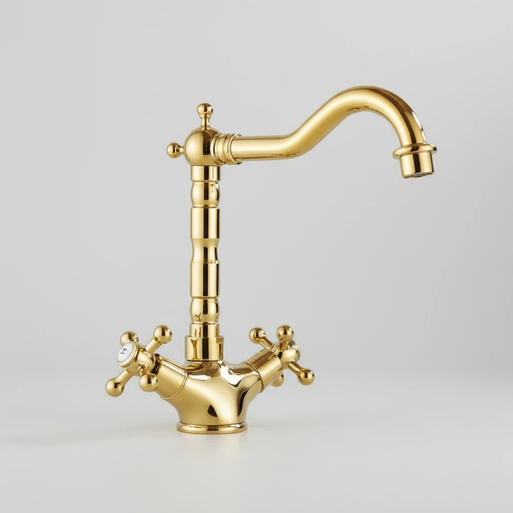 Heritage Two Handle Bathroom Sink Faucet – Antique Brass | AllFixture