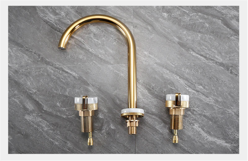 Tiqui™ Solid Brass & Marble Bathroom Sink Faucet