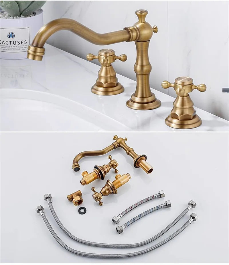 Maison Brass Widespread Bathroom Faucet – Warm Brass | AllFixture
