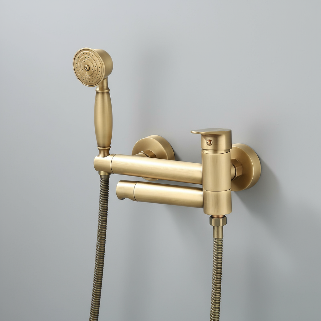 Maison Bathtub Faucet With Shower Head – Brushed Gold | AllFixture