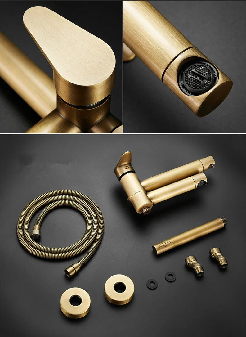 Maison Bathtub Faucet With Shower Head – Brushed Gold | AllFixture