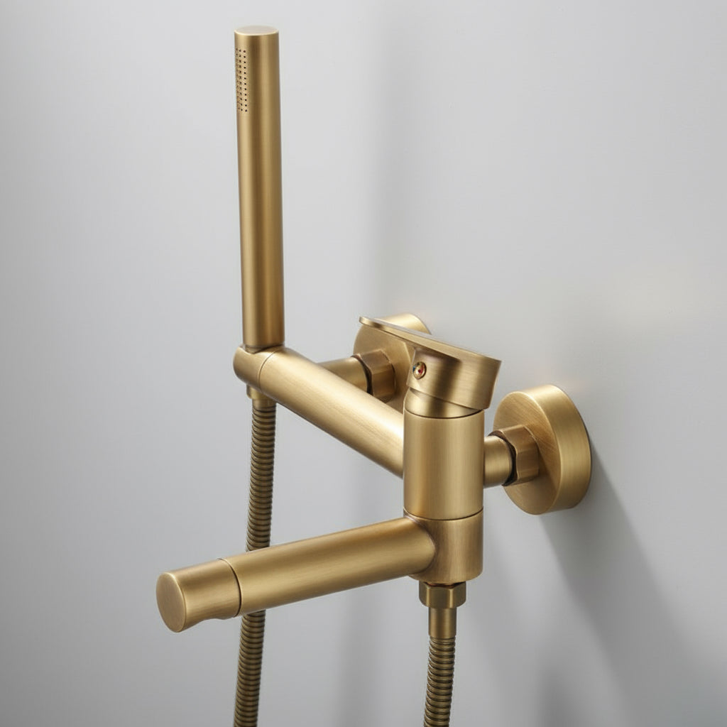Maison Bathtub Faucet With Shower Head – Brushed Gold | AllFixture
