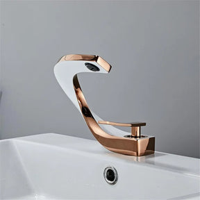 White & Rose Gold Bathroom Sink Faucet