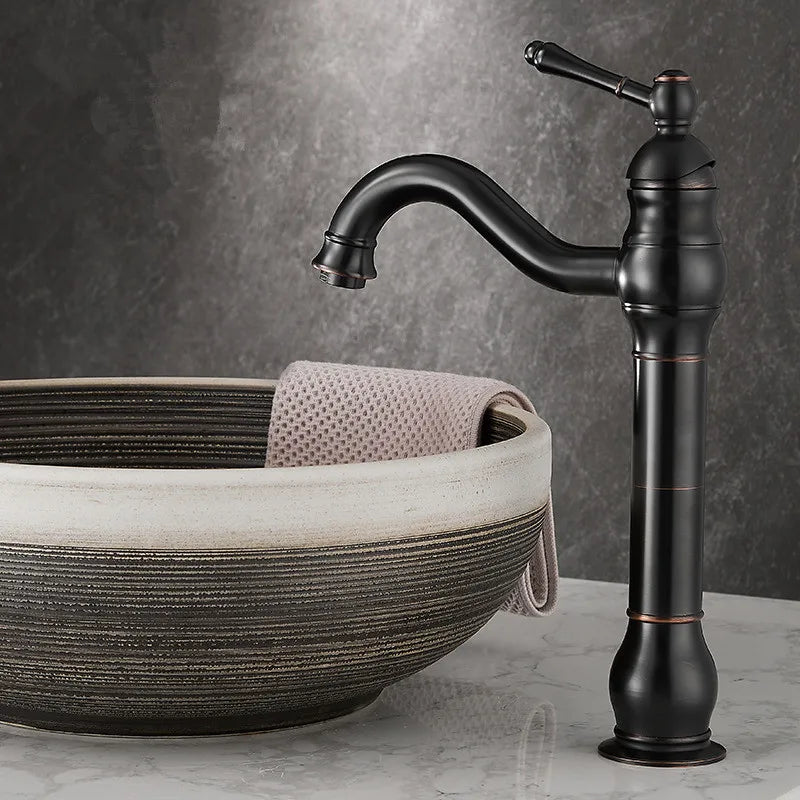Deck Mounted Antique Brass Bathroom Faucet – Solid Brass | AllFixture