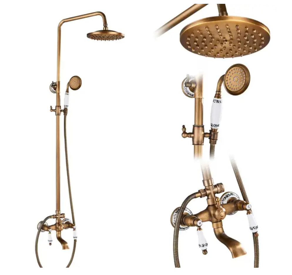 Antique Brass Complete Shower Faucet Set