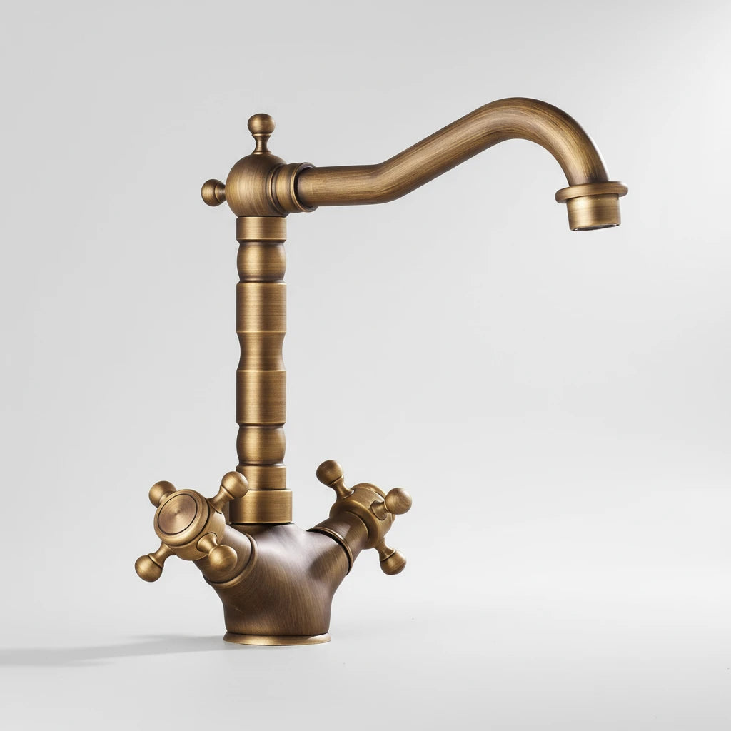 Heritage Two Handle Bathroom Sink Faucet – Antique Brass | AllFixture
