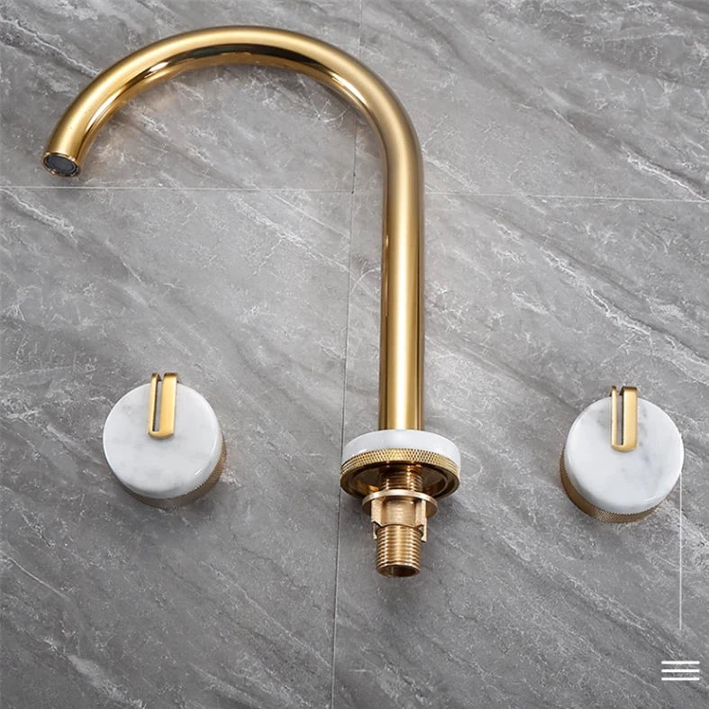 Tiqui™ Solid Brass & Marble Bathroom Sink Faucet