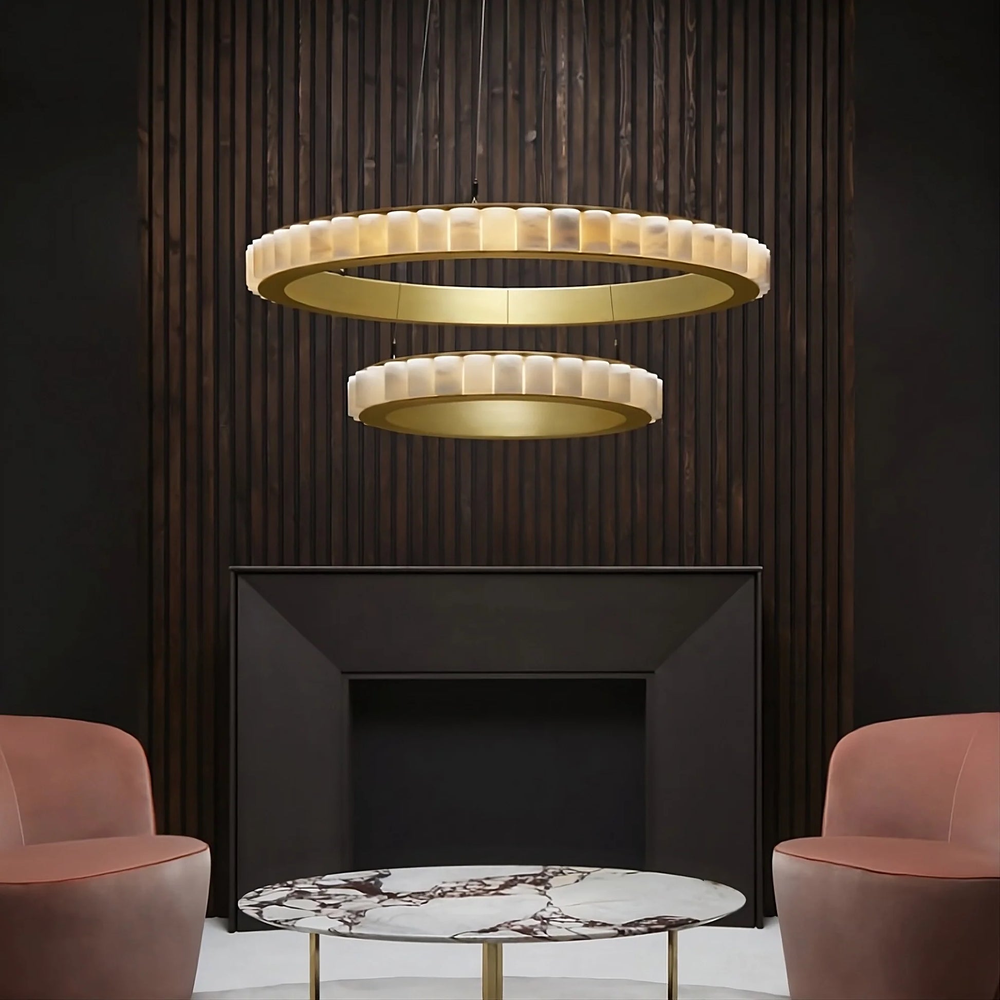 Moonshade Natural Marble Modern Chandelier