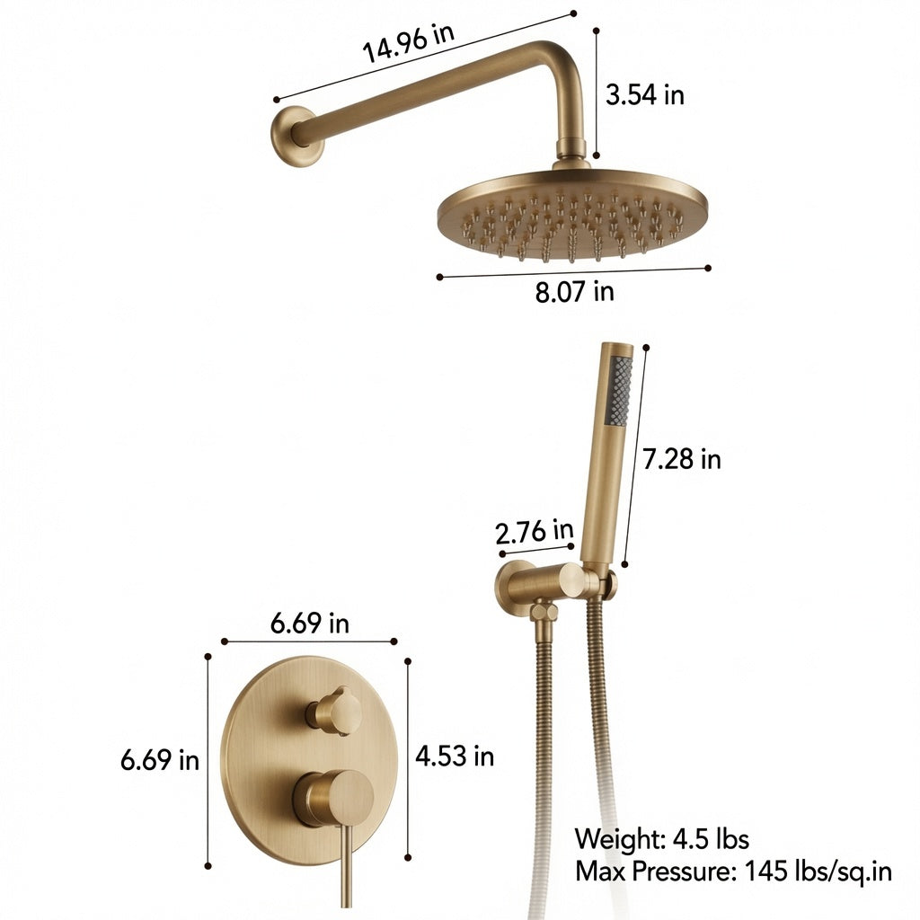 Valmont In-Wall Rainfall Shower System with Handheld — view 8