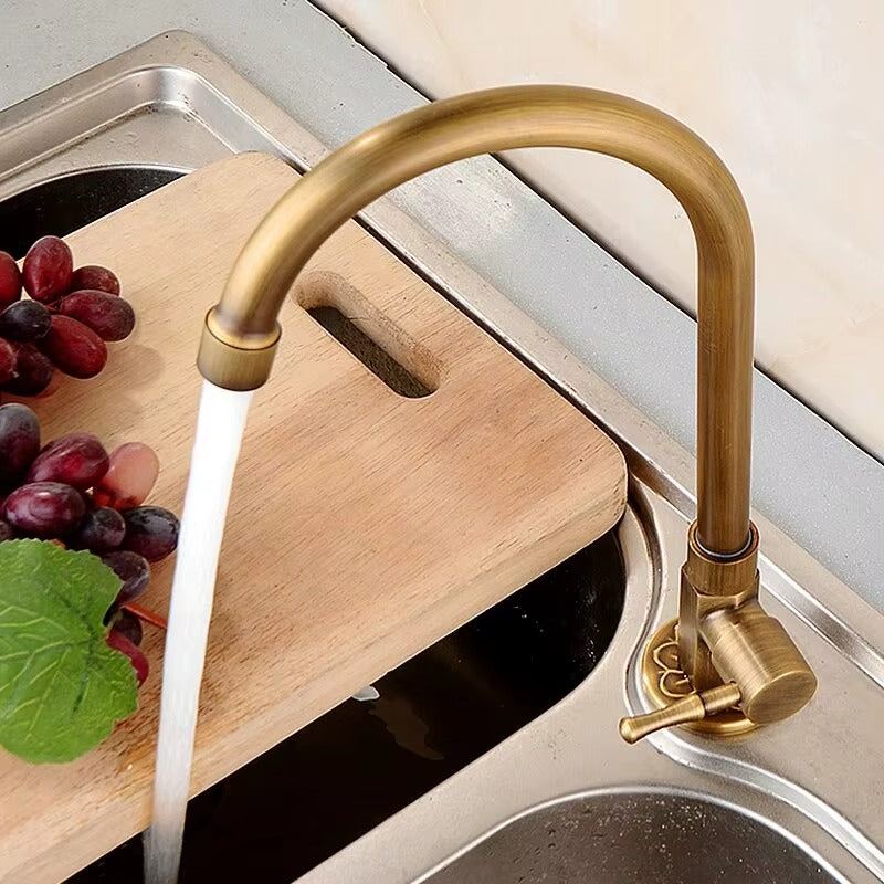 Heritage Single Cold Water Kitchen Faucet – Brass Gooseneck Utility Tap | AllFixture