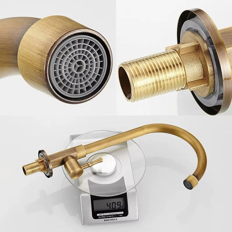 Heritage Single Cold Water Kitchen Faucet – Brass Gooseneck Utility Tap | AllFixture