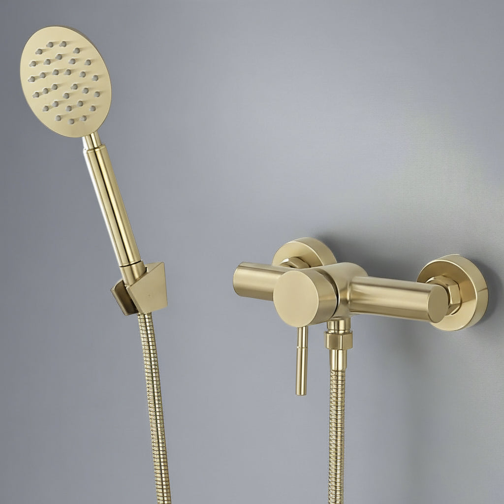 Windsor Wall Mounted Shower Faucet – Brushed Brass | AllFixture