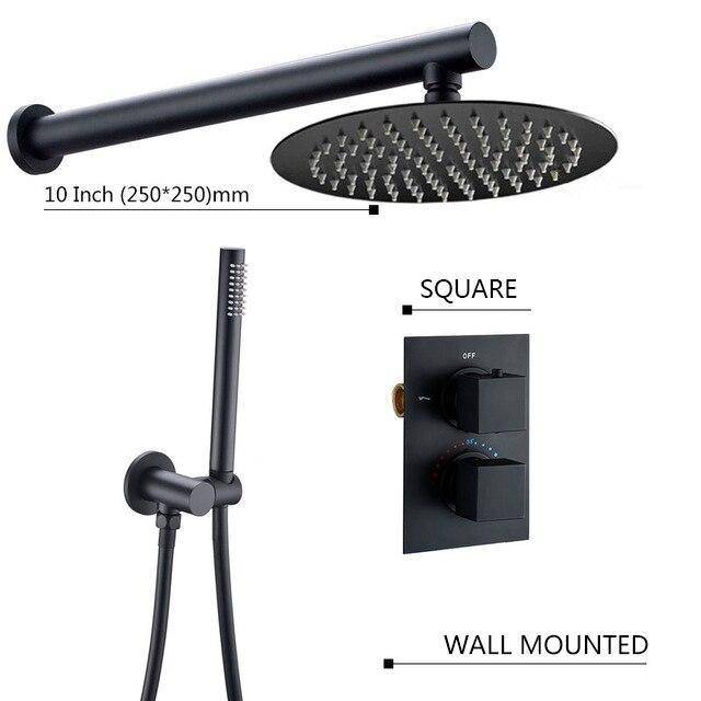 Matte Black Rain Shower Faucet Set With Handheld Shower