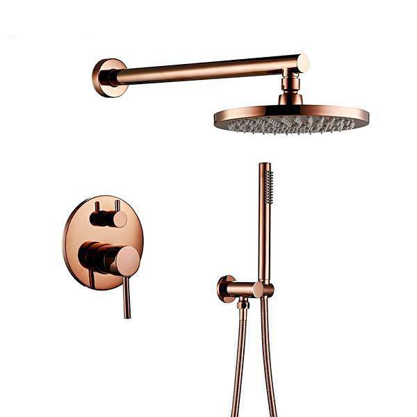 Brushed Rose Gold Showerhead With Handheld Shower