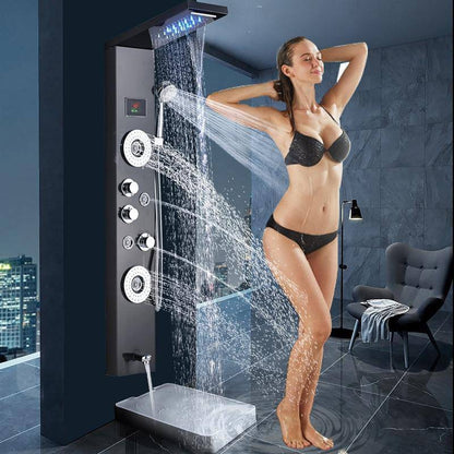 5-Function LED Shower Panel With Massage Jets Waterfall Rainfall