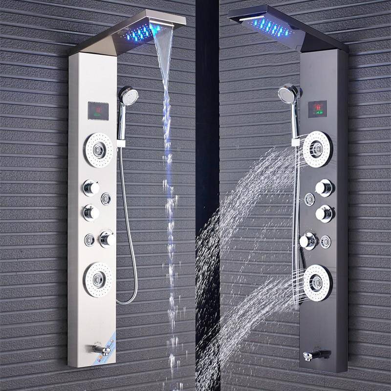 5-Function LED Shower Panel With Massage Jets Waterfall Rainfall