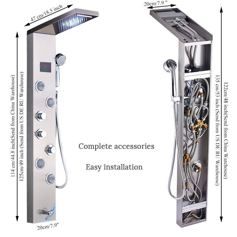 5 Function LED Shower Panel With Massage Jets Waterfall Rainfall