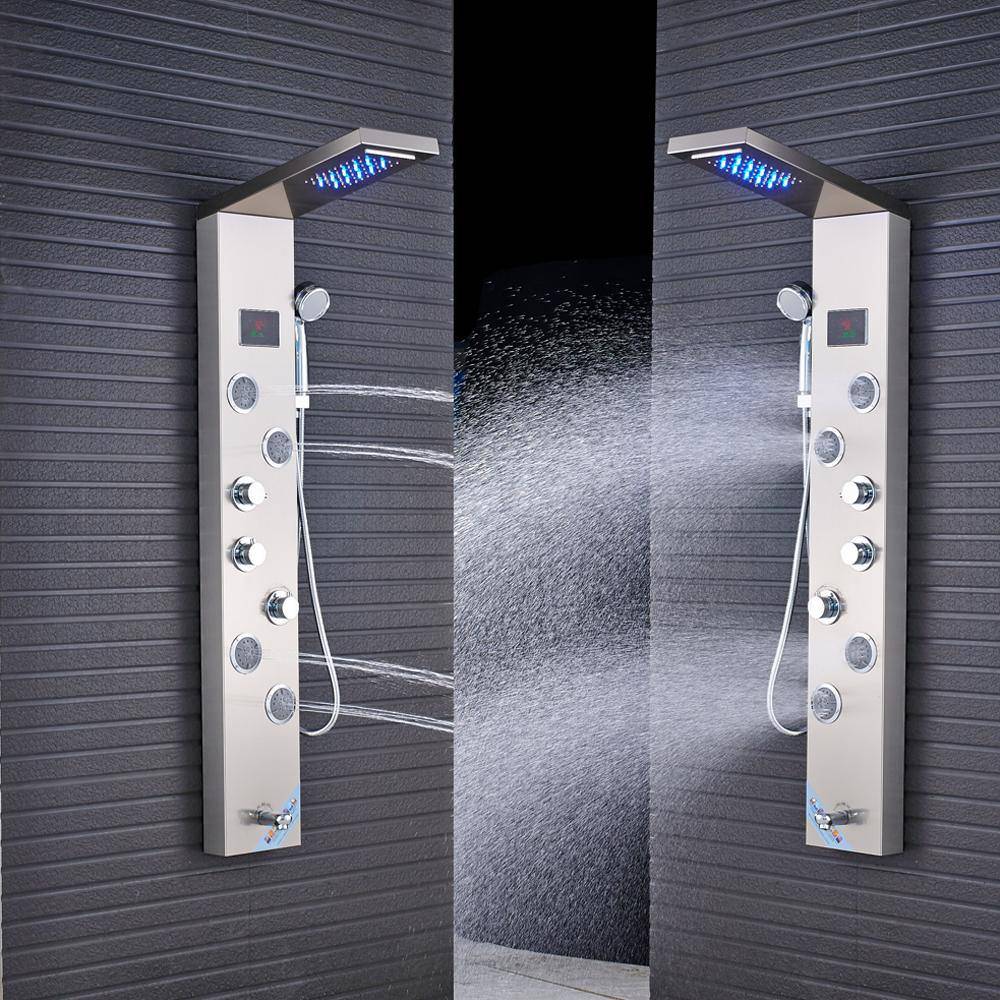 5 Function LED Shower Panel With Massage Jets Waterfall Rainfall