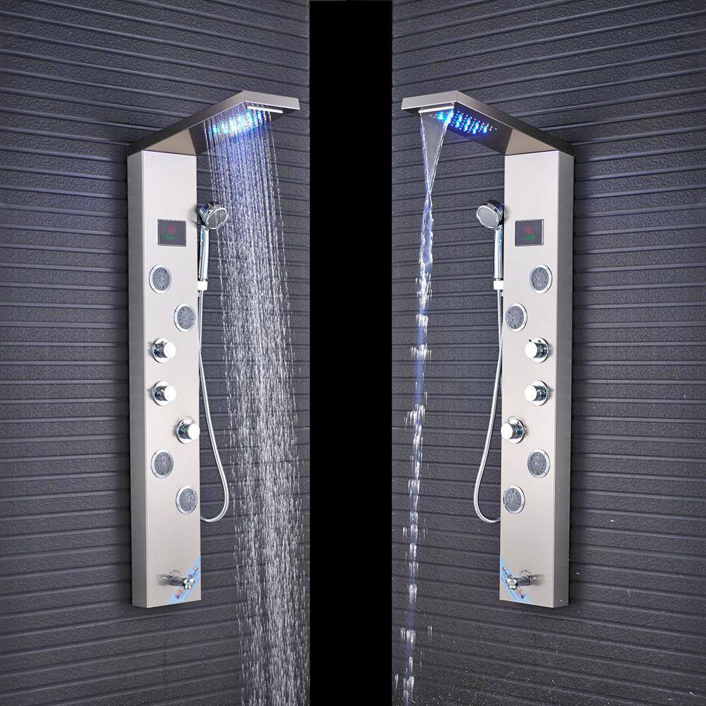 5 Function LED Shower Panel With Massage Jets Waterfall Rainfall