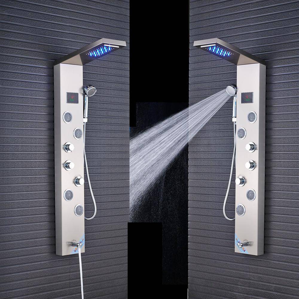 5 Function LED Shower Panel With Massage Jets Waterfall Rainfall