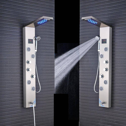 5 Function LED Shower Panel With Massage Jets Waterfall Rainfall