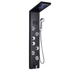 5-Stage LED Full Body Shower Panel With Massage Jets - Charcoal