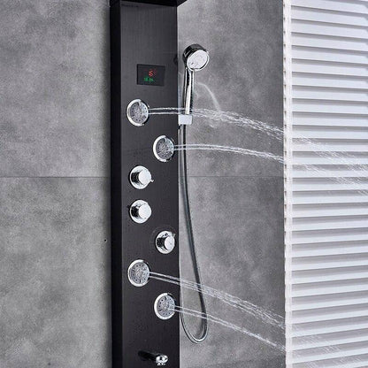 5-Stage LED Full Body Shower Panel With Massage Jets - Charcoal