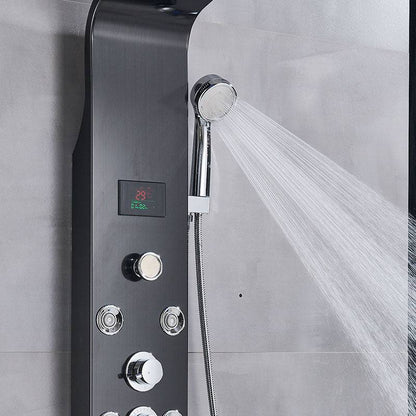 6-Function Wall Shower Panel With Massage Jets, Charcoal