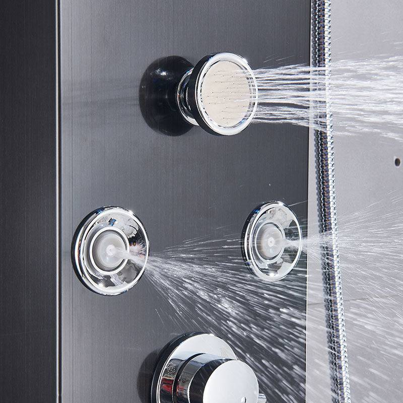 6-Function Wall Shower Panel With Massage Jets, Charcoal