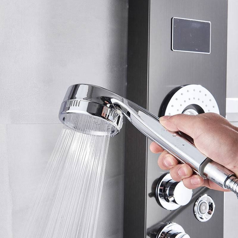 6-Function Stainless Steel Wall Shower Panel, Charcoal
