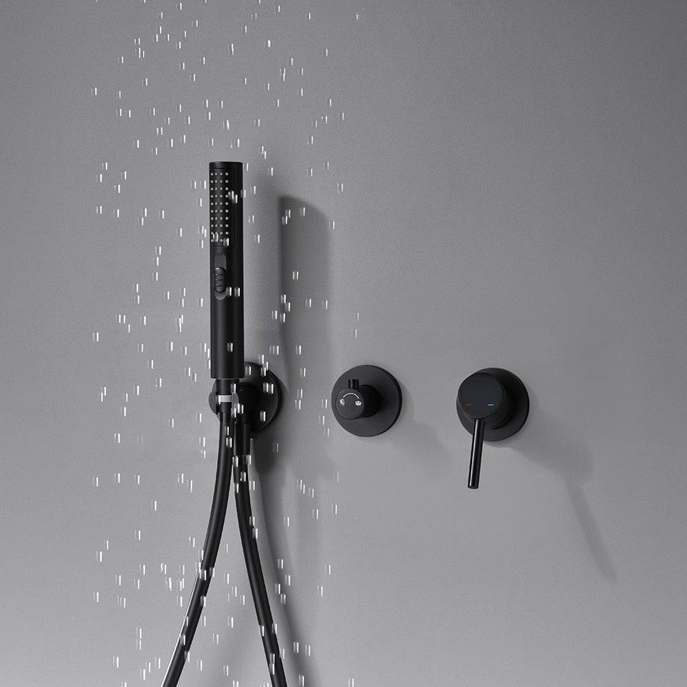 Solid Brass Shower System - Brushed Black | AllFixture