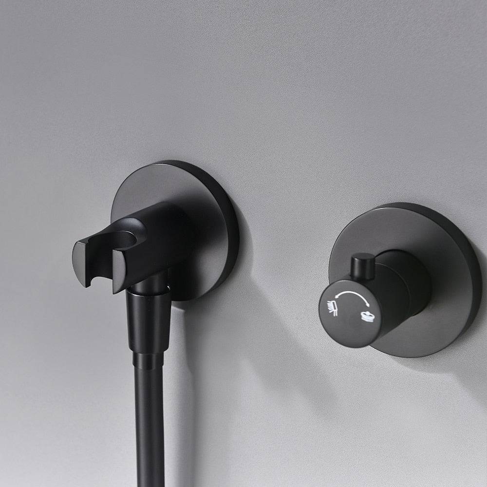 Solid Brass Shower System - Brushed Black | AllFixture