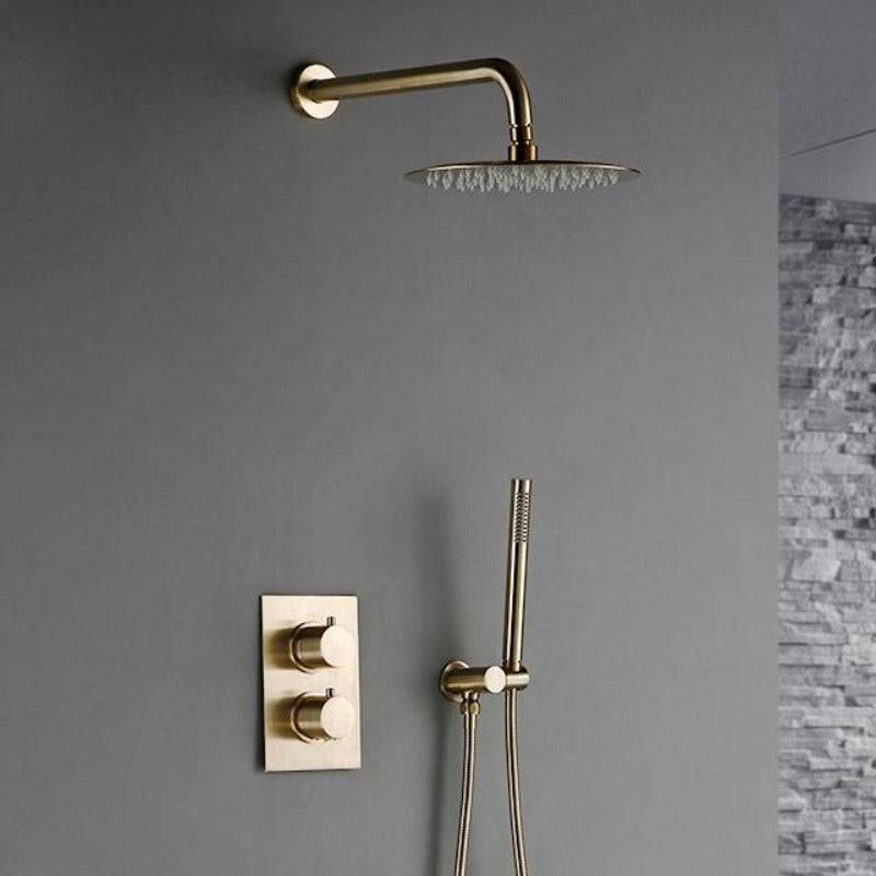 Wasser™ Brushed Gold Thermostatic Shower System | AllFixture