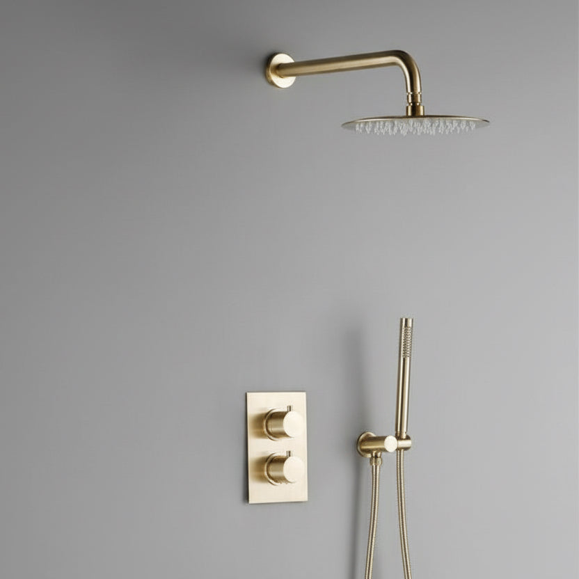 Wasser™ Brushed Gold Thermostatic Shower System – Rainfall Design | AllFixture