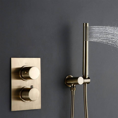 Wasser™ Brushed Gold Thermostatic Shower System | AllFixture