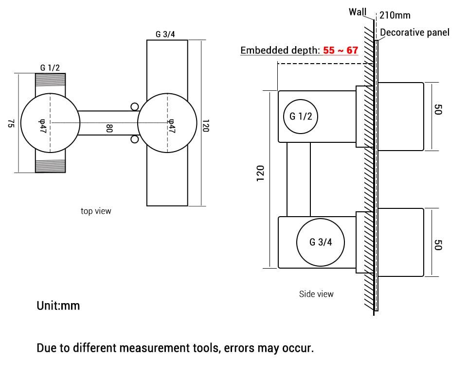 Wasser™ Brushed Gold Thermostatic Shower System