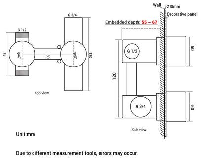 Wasser™ Brushed Gold Thermostatic Shower System