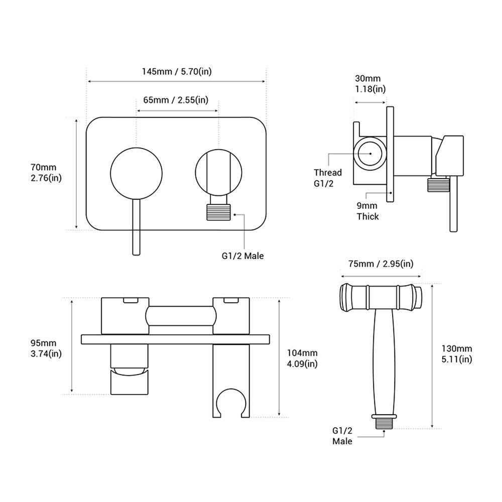 Wasser™ Brass Handheld Toilet Sprayer