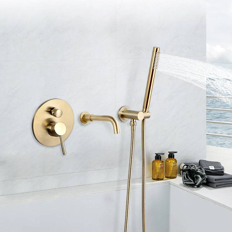 Wasser™ Solid Brass Bathtub Faucet With Handheld Shower | AllFixture